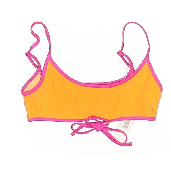 NWT Frankies Bikinis Waco Terry Bralette Bikini Top in Sundown (Orange & Pink) M - Picture 3 of 6